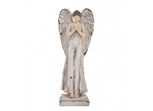 Šedá antik dekorace anděl s odřením Angel - 9*8*23 cm