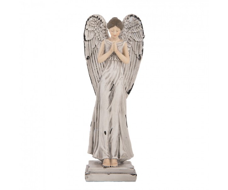 Šedá antik dekorace anděl s odřením Angel - 9*8*23 cm Clayre & Eef