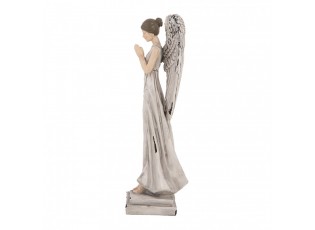 Šedá antik dekorace anděl s odřením Angel - 9*8*23 cm