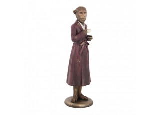 Dekorace figurka opice v plášti se šálkem v ruce - 9*8*28 cm