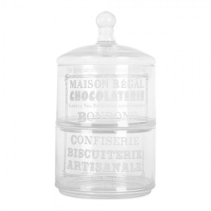 Skleněná dvojitá dóza na bonbóny Chocolaterie - Ø 17*30 cm