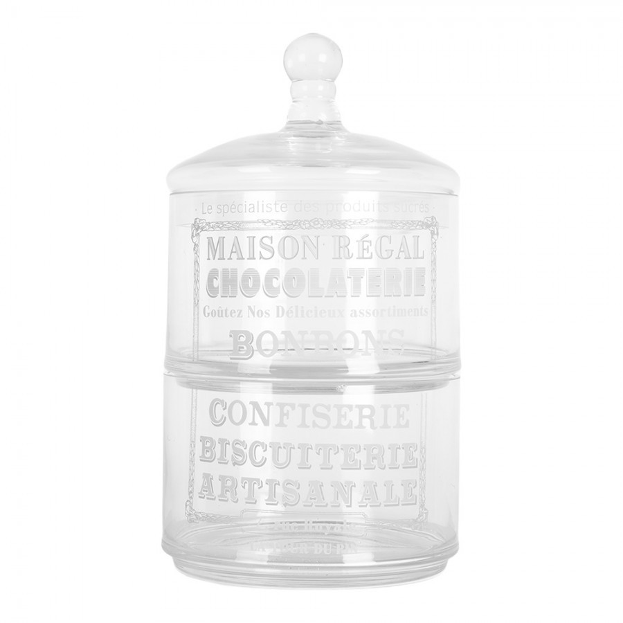 Skleněná dvojitá dóza na bonbóny Chocolaterie - Ø 17*30 cm