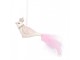 Bílo-růžová dekorace ptáček s peříčkovým ocáskem - 8*5*5 cm Clayre & Eef