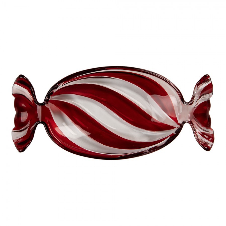 Decorative Bowl 23x11x4 Cm Red Glass - 23.0 cm