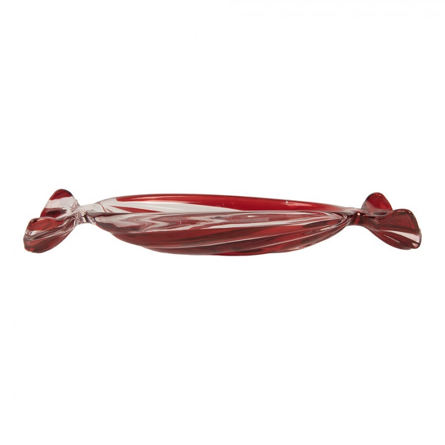 Decorative Bowl 23x11x4 Cm Red Glass - 23.0 cm