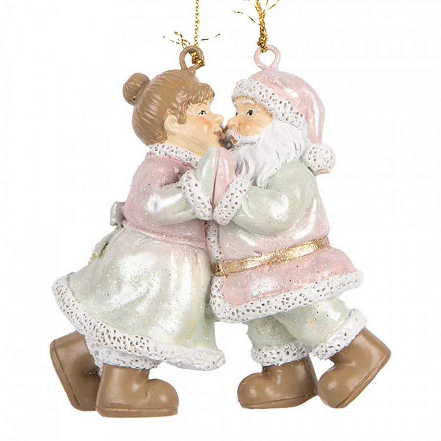 Christmas Ornament Santa Claus 7x4x8 Cm Pink Plastic - 7.0 cm
