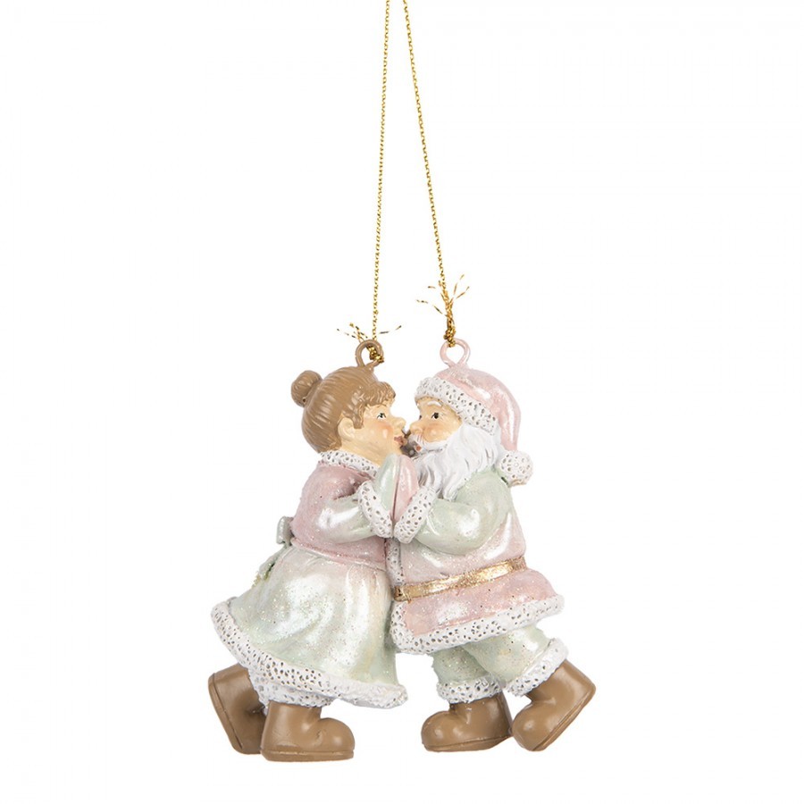 Christmas Ornament Santa Claus 7x4x8 Cm Pink Plastic - 7.0 cm Clayre & Eef Christmas Ornament Santa Claus 7x4x8 Cm Pink Plastic - 7.0 cm Clayre & Eef