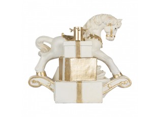 Bílo-zlatý stojan na stromek houpací kůň Rocking Horse - 47*30*40 cm