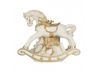 Bílo-zlatý stojan na stromek houpací kůň Rocking Horse - 47*30*40 cm