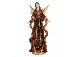 Vínovo-zlatá dekorace anděl se zdobením Angel - 20*15*45 cm