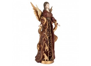 Vínovo-zlatá dekorace anděl se zdobením Angel - 20*15*45 cm