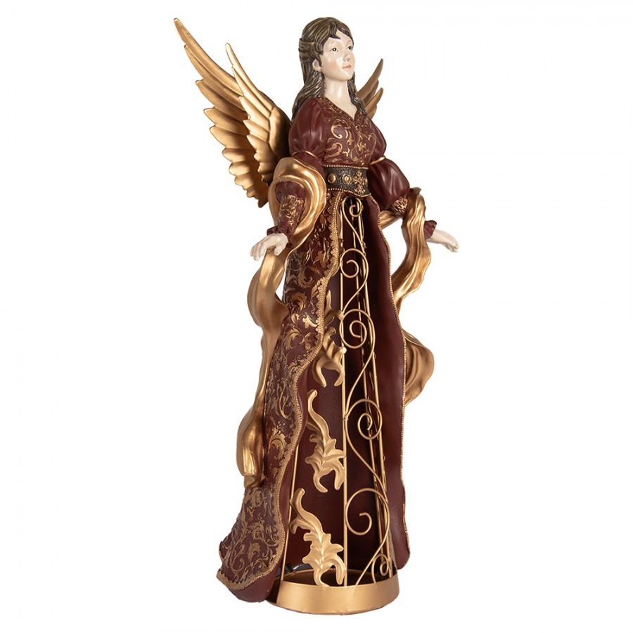 Vínovo-zlatá dekorace anděl se zdobením Angel - 20*15*45 cm