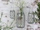 Závěsná skleněná dekorační vázička s drátkem Fil de Fer - Ø 5,5*10 cm Chic Antique