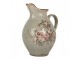 Šedý dekoračnmí keramický džbán s květy Floria M - 21*16*24 cm Clayre & Eef