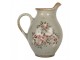 Šedý dekoračnmí keramický džbán s květy Floria M - 21*16*24 cm Clayre & Eef