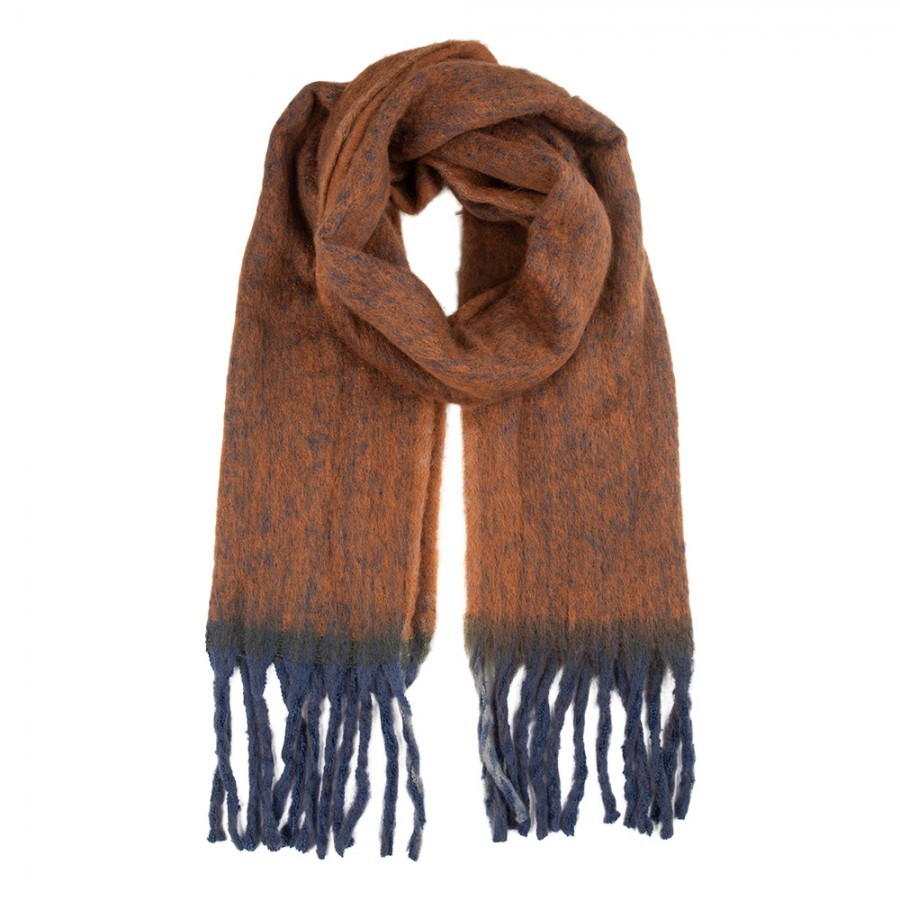 Winter Scarf Women 38x190 Cm Brown Textile - 38*190 cm