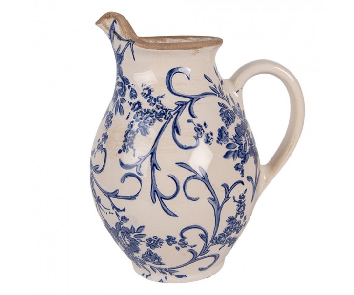 Keramický džbán s modrými květy Henria S - 16*12*19 cm Clayre & Eef