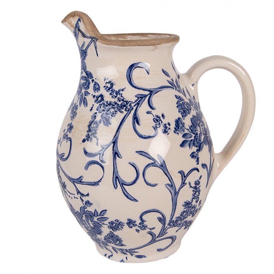 Keramický džbán s modrými květy Henria S - 16*12*19 cm