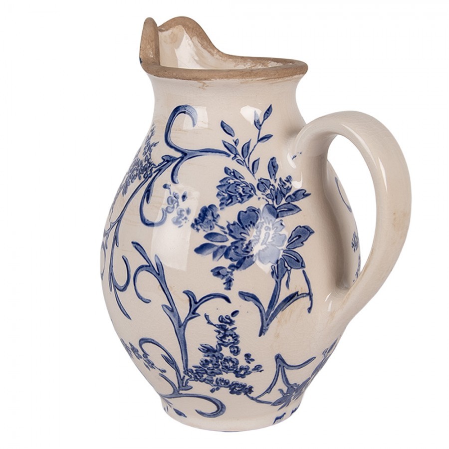 Keramický džbán s modrými květy Henria S - 16*12*19 cm