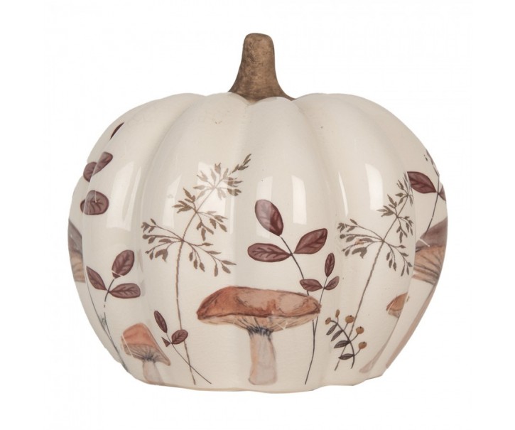 Béžová keramická dekorace dýně s Little Forest Jewels - Ø 14*13 cm Clayre & Eef