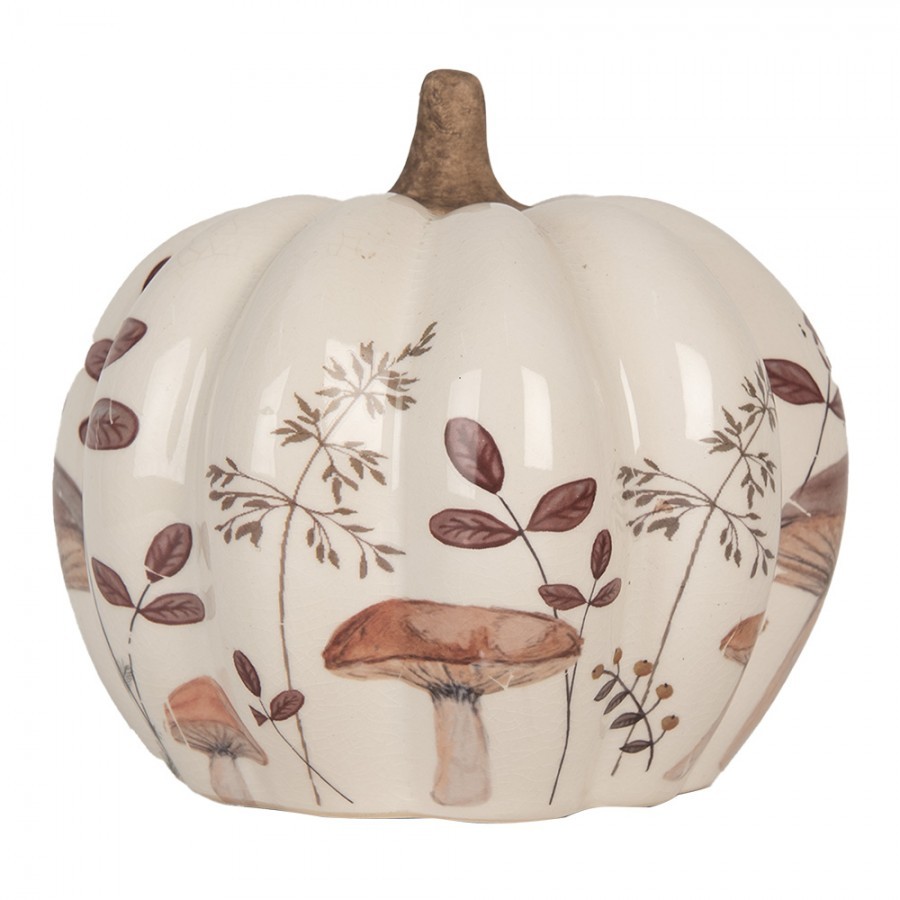 Béžová keramická dekorace dýně s Little Forest Jewels - Ø 14*13 cm