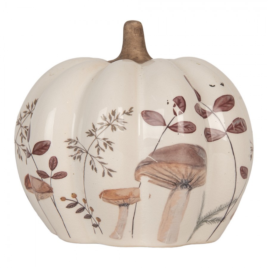 Béžová keramická dekorace dýně s Little Forest Jewels - Ø 14*13 cm