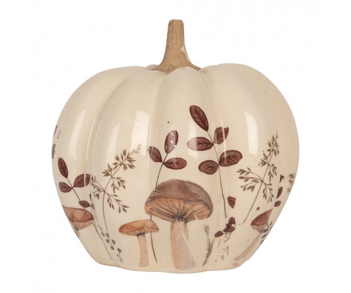 Béžová keramická dekorace dýně s Little Forest Jewels - Ø 18*18 cm Clayre & Eef
