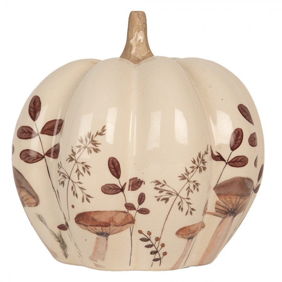 Béžová keramická dekorace dýně s Little Forest Jewels - Ø 18*18 cm