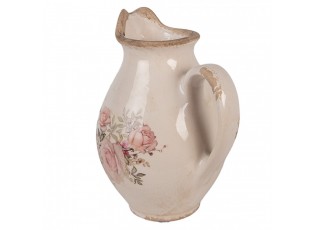 Béžový dekorační keramický džbán s růžemi Rosien S - 16*12*19 cm