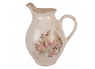 Béžový dekorační keramický džbán s růžemi Rosien - 21*16*24 cm