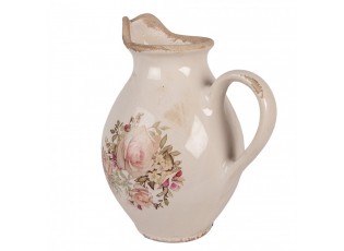 Béžový dekorační keramický džbán s růžemi Rosien - 21*16*24 cm
