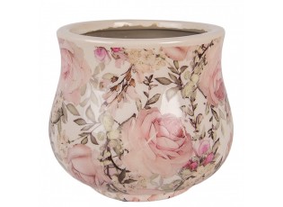 Keramický obal na květináč s růžemi Rosien S - Ø 15*13 cm