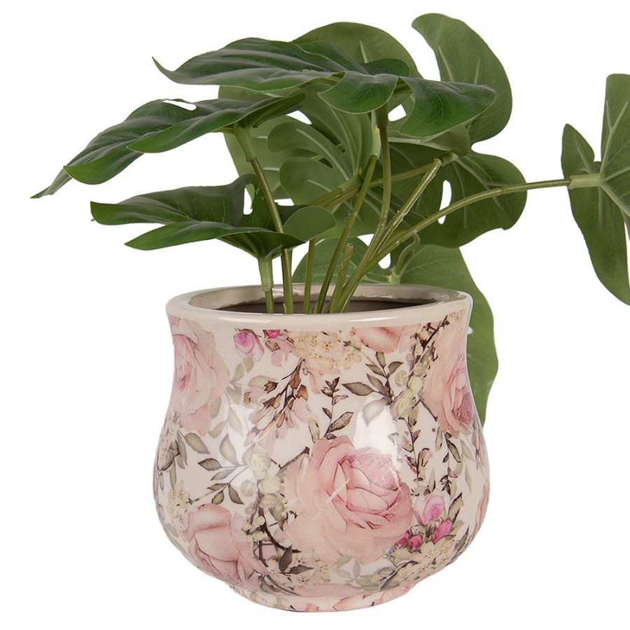 Keramický obal na květináč s růžemi Rosien S - Ø 15*13 cm