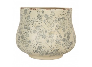 Planter ? 21x17 Cm Beige Ceramic Flowers - ? 21*17 cm