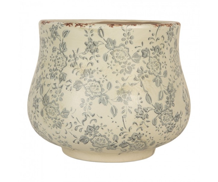 Planter ? 21x17 Cm Beige Ceramic Flowers - ? 21*17 cm Clayre & Eef