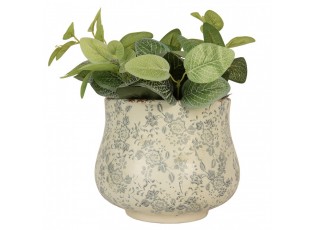Planter ? 21x17 Cm Beige Ceramic Flowers - ? 21*17 cm