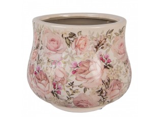 Keramický obal na květináč s růžemi Rosien L - Ø 21*17 cm