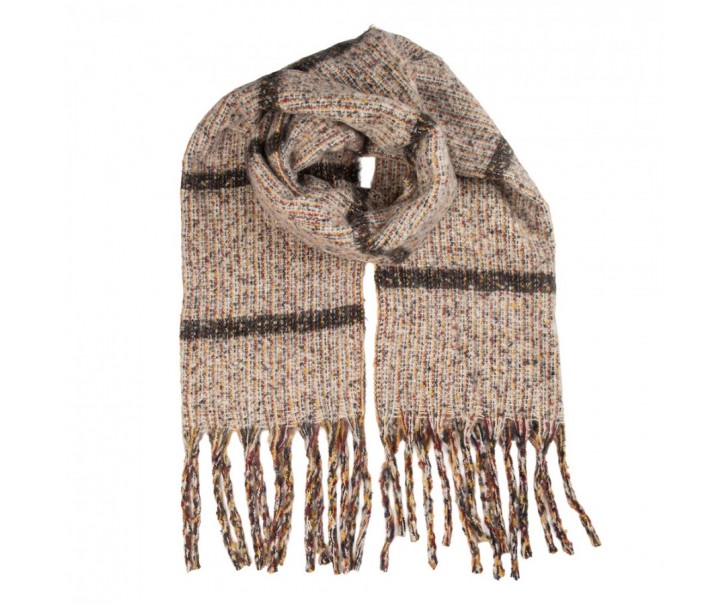 Winter Scarf Women 50x210 Cm Beige Textile - 50*210 cm Clayre & Eef