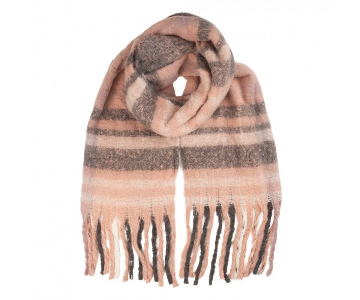 Winter Scarf Women 50x180 Cm Pink Textile - 50*180 cm Clayre & Eef