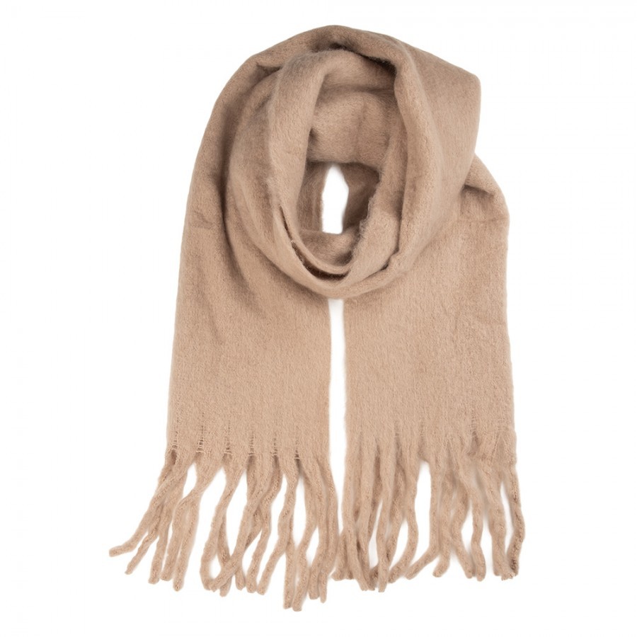 Winter Scarf Women 40x190 Cm Beige Textile - 40*190 cm