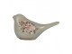 Decoration Bird 22x9x12 Cm Grey Ceramic Flowers - 22*9*12 cm Clayre & Eef