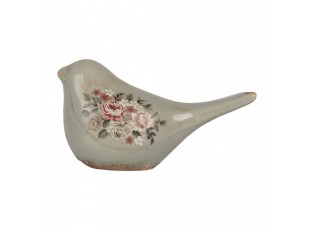 Decoration Bird 22x9x12 Cm Grey Ceramic Flowers - 22*9*12 cm