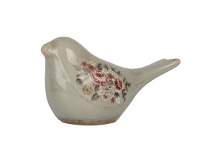 Decoration Bird 22x9x12 Cm Grey Ceramic Flowers - 22*9*12 cm