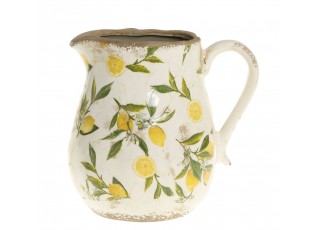 Béžový baňatý keramický džbán s citróny - 13*16 cm