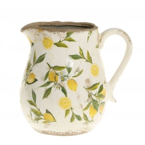 Béžový baňatý keramický džbán s citróny Limone - 16*20cm