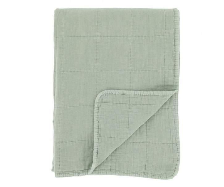 Zelený přehoz s opraným vzhledem Aix Vintage Quilt verte - 130*180 cm Chic Antique