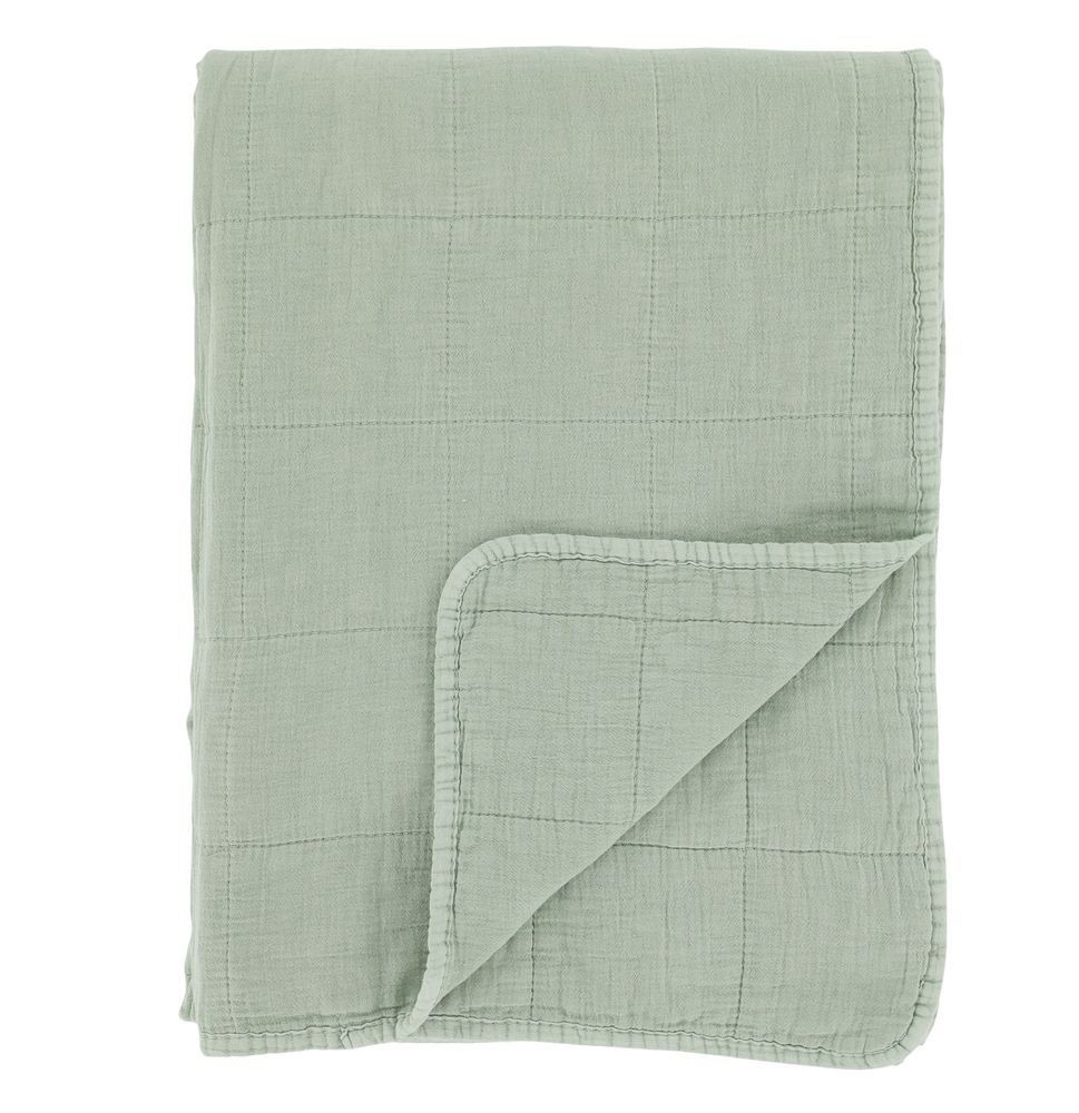 Zelený přehoz s opraným vzhledem Aix Vintage Quilt verte - 130*180 cm