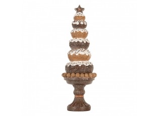 Hnědá vánoční dekorace donuty na podstavci - Ø 11*33 cm