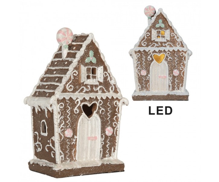 Perníková LED chaloupka Gingerbread Cotti - 14*9*21 cm Clayre & Eef