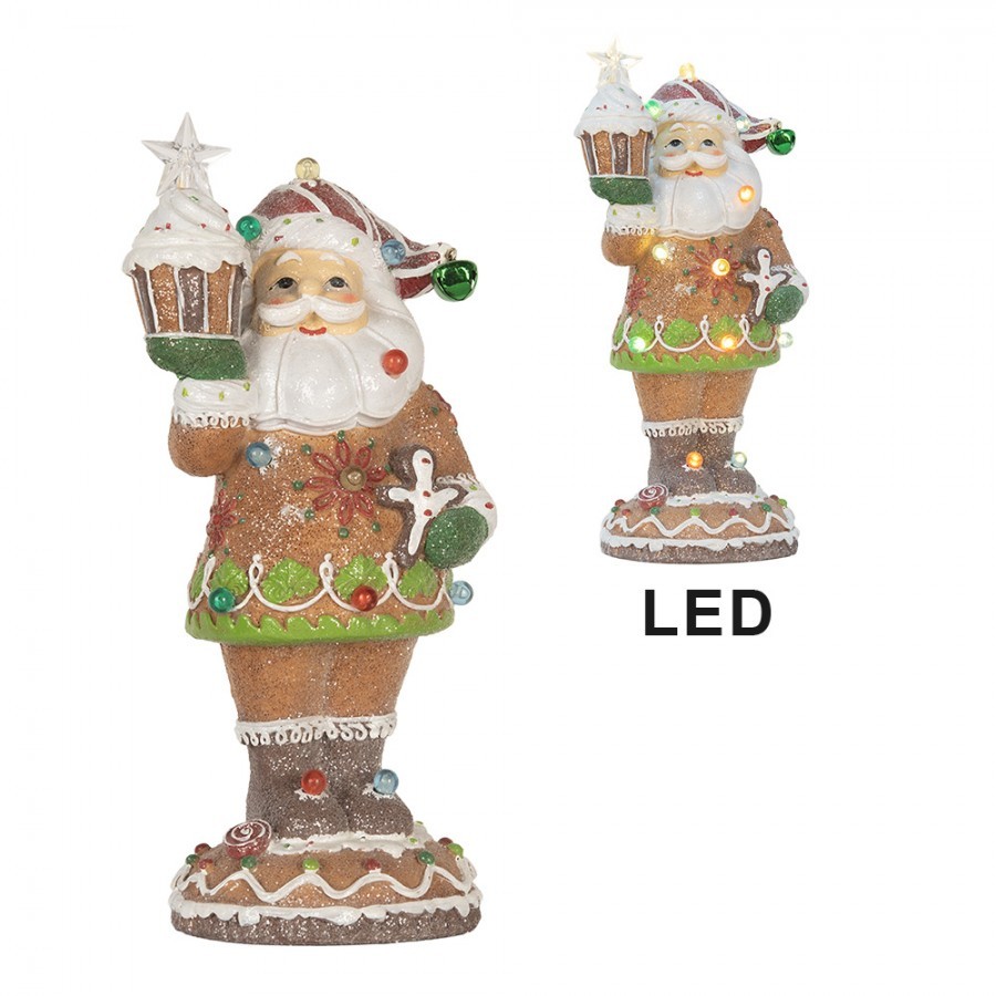 Christmas Decoration Figurine Santa Claus 15x13x32 Cm Brown Plastic - 15*13*32 cm / 3*AAA